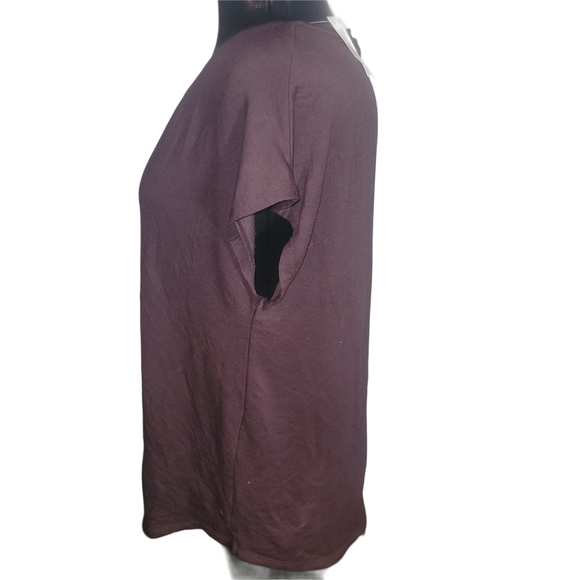 Hyba V-Neck Dark Plum Short Sleeve Top L - Picture 4 of 5
